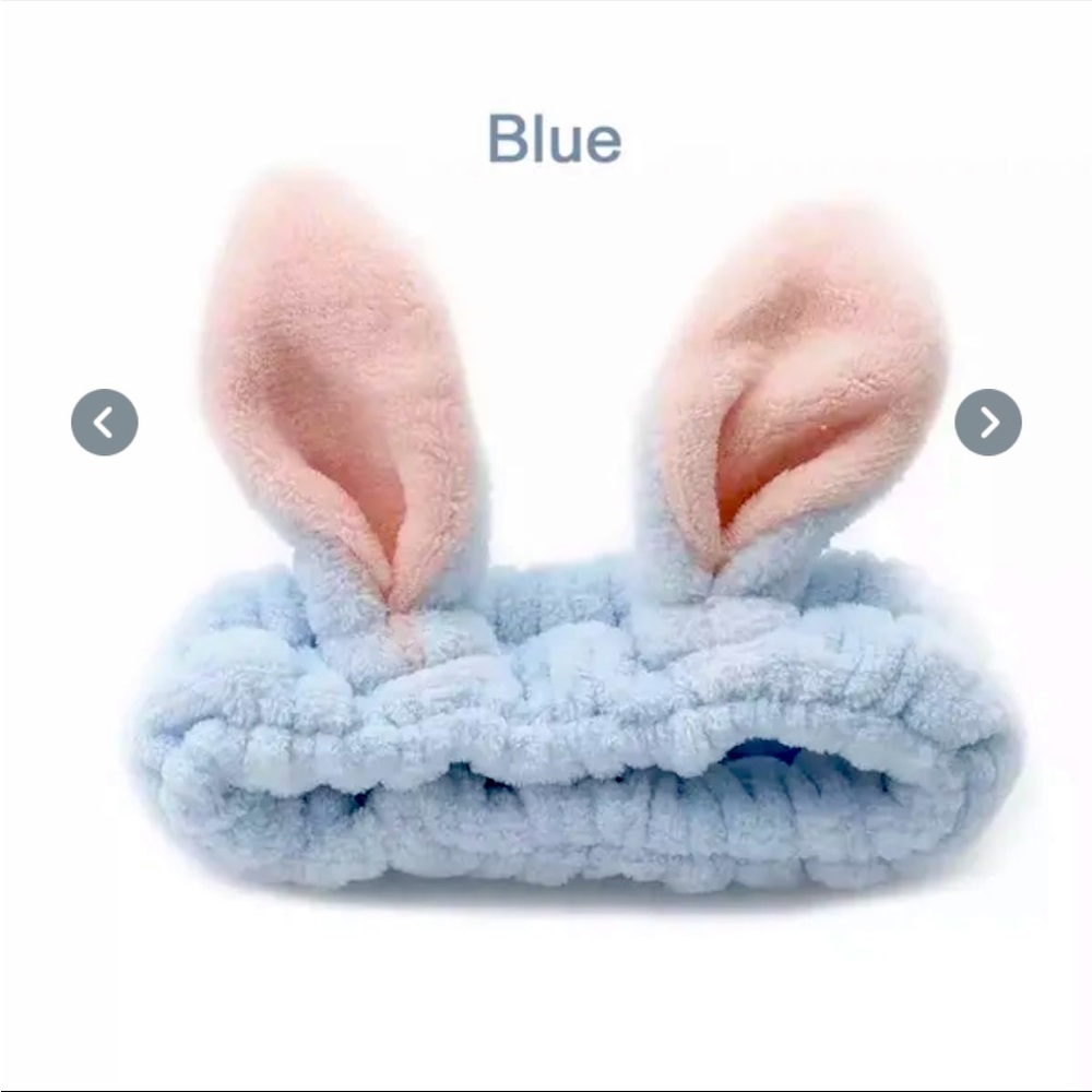 Grace Your Face Rabbit Blue Bunny Ears Soft Headband Skin Care Bath Body NEW